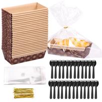 25Pcs Baking Pans Paper Pan Loaf Bread Molds isposable Paper Rectangle Baking Tray for Bread Cake Display DIY Pastry Accessories
