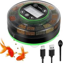 Automatinis žuvų tiektuvas akvariumui, automatinis maisto dozatorius su laikmačiu, įkraunamas laikmačio tiektuvas, su USB laidu, LCD ekranu Green Base