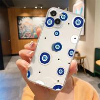 For iPhone 15 16 14 13 12 mini 11 Pro Max XS X XR SE 7 8 Plus Silicone Clear Cover Blue Eye Art Luxury Phone Case iPhone 14 Plus