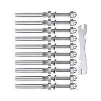 T316 nerūdijančio plieno kabelių turėklų rinkinys mediniams metaliniams stulpams 3/16 crimp stud įtempiklio techninės įrangos sistema 10PCS