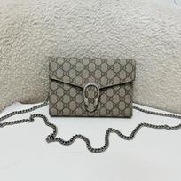 [Pre-Owned] Dionysus Woc Chain Tiger Head Clasp Logo Red Lining Canvas Wallet Crossbody Shoulder Bag - Excellent #XE1J7 ONE SIZE