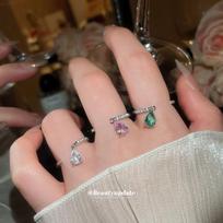 Water Drop Crystal Open Ring Elegant Women Jewelry balta