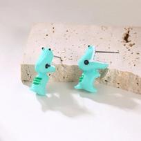 Cute Creative Cartoon Shark Hippo Dinosaur Corgi Macaron Color Resin Animal Stud Earring for Women Fashion Funny Jewelry Gifts