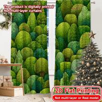2D Flat Printing,2pcs Lush Green Oasis Modern Curtains Roller Blinds Durable 100% Polyester Fabric Curtains Outdoor Decorations 60×150cm