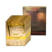 3W Clinic Collagen & Luxury Gold Energy Hydrogel Facial Mask 5 Sheets – Firming & Hydrating Premium Face Mask Set