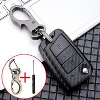 Anglies pluošto stiliaus nuotolinio rakto korpuso dėklas, skirtas VW Polo Golf 7 Tiguan Skoda Octavia Fabia Kodiaq Seat raktų pakabukas juoda