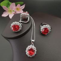 Personalizuoti mados aksesuarai Platinuotas ametisto cirkonio karoliai auskarai žiedas Ring size 6
