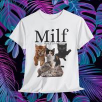 MILF Man, I Love Felines Unisex Tee Shirt, Cat Lover Gift, Funny Cat Tee Shirt, S