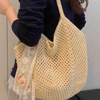 Moterims vasarinė nerta rankinė-tote - didelės talpos, gėlių rašto, paplūdimio atostogų rankinė per petį Single Shoulder Bag
