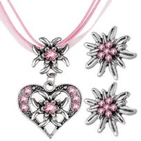 Fashion Edelweiss Necklace Earrings Heart Pendant Necklaces Oktoberfest Choker