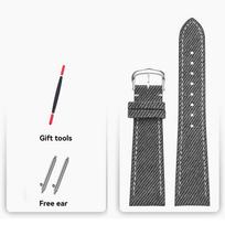 Denim Canvas Watch Strap Men for Longines Patek Philippe Omega Seamaster Cartier Tank Leather Bracelet 18mm 20mm 22mm Watchband 18mm-width juoda