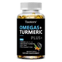 Taoters Omega+Curkuminas Sudėtinės Minkštos Kapsulės Apsaugo Sąnarius 120 Kapsulių 120 capsules