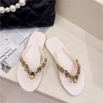 Women's Rhinestone Flip Flops Sparkly Gem Decor Thong Summer Beach Shoes 41 balta