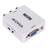480P Mini Composite AV to VGA Adapter TV Set Top Box Audio Video Converter (White) balta