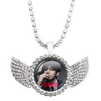 BTS Sparnuotas Karoliai, Bangtan Berniukai Nuotraukos Pakabukas, Kpop ARMY Gerbėjų Juvelyrikos Dovana 21 gray