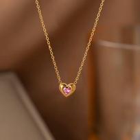 Titanium Steel Heart Zircon Necklace Women Luxury Clavicle Chain