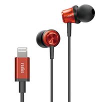 Radius iPhone Lightning tipo ausinės su nuotolinio valdymo pulteliu ir HP-NEL11 Ausinių jungtimi, ausyse esantis mikrofonas, HP-NEL11R (Raudona)