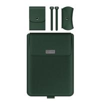 Thickened Laptop Stand Cover Ultra Thin Tablet Protective Pouch 5 in1 Laptop Sleeve Bag  Travel Use 13.3 14in žalia