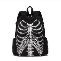 Daugiafunkciniai mokykliniai krepšiai Unisex Skull Skeleton Spausdinta kuprinė Gothic Designer Kelioninis krepšys juoda