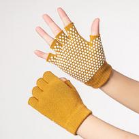 Yoga Cotton Fingerless Gloves: Non-Slip, Elastic, Sweat-Absorbent, Short Sport Training. One Size geltona