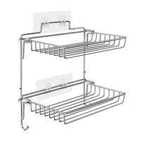Stainless Steel Folding Storage Rack 2 Tier Bathroom Shelves Wall Mounted Kitchen Spice Rack Organizer Strong Load