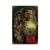 Old Movie Poster The Walking Dead Wall Sign Decor American Film Tin Sign Metal Plaque  Bar Club Wall Plate Retro Home Decorat 20x30cm（7.8x11.8inch）