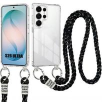 Coque pour Samsung Galasy S26 Ultra, Protection Rigide Antichoc Transparente avec Cordon Noir juoda