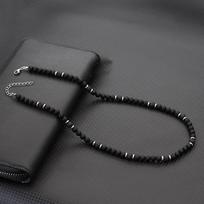 Naujas Vyriškas Natūralaus Akmens Karoliai 19 Colių Nerūdijančio Plieno Sagtis 6mm Oniksas Tigro Akys Lavos Karoliukai Trumpas Vėrinys Atsitiktiniai Aksesuarai 48cm(19inches) black
