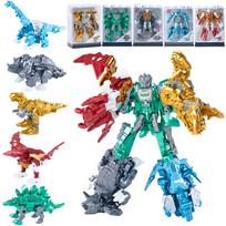 Alloy Transforming Robot Toys KX67060, Dinosaur and Battle Modes, 5 Pieces Combine into Robot, Cool Deformation Action Figures blue