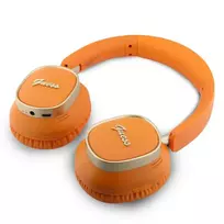 GUESS Rectangle Metal Script Logo ENC Wireless Headphones Orange