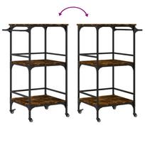 Kitchen Trolley Smoked Oak Finish 60.5 x 50 x 105 cm Engineered Wood