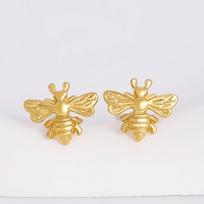 Exquisite Sweet Gold Color Little Bee Bumblebee Stainless Steel Insect Stud Earrings for Women Cute Temperament Jewelry Gifts