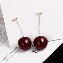 Cute Sweet Red Cherry Crystal Drop Dangle Earrings for Women New Trendy Charm Statement Stud Earring Wedding Bride Jewelry Gift