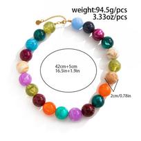 Fashion Dopamine Color Acrylic Bead Necklace for Women Geometric Resin Beaded Stainless Steel Collar Chain Personality Jewelry