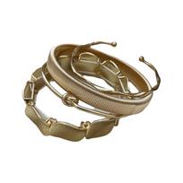 4Pcs/Set Wide Zinc Zinc Alloy Opening Bangle Metal Retro Hand Ring Delicate Irregular Bracelet Set  Girls auksas