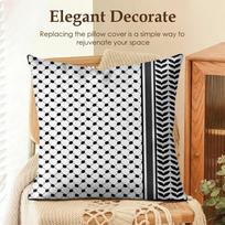 Arabic Keffiyeh Traditional Cushion Cover Natural Linen Organic Fabric Double-Sided Printing Sofa Home Decor Gift Pillow Case Peach skin 18*18(CM)-1Pcs