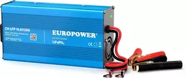 EUROPOWER CH-LFP/12/20 LiFePO4 akumuliatoriaus įkroviklis 14.6V 20A su krokodilo gnybtais