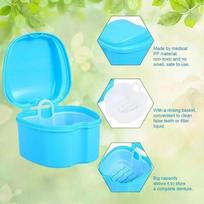 Convenience Storage Oral Denture Care Bath Box Cleaning Teeth Nursing with Hanging Net Container False Teeth Bath Accessories