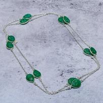 Green Onyx Handmade 925 Sterling Silver Jewelry Necklace 18  Y2F08