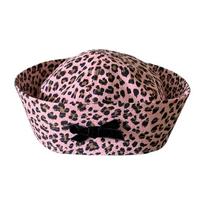 Flipped Brims Bowknot Leopard Bucket Hat for Women Girl Breathable Sailor Hat Popular Domed Hat for Casual Streetwear rožinė