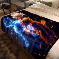 1PC Son Goku  Print Flannel Blanket, High quality All Seasons, Home Decor, Warmth and Comfort, Perfect for Christmas Gifts 80cm x 120cm