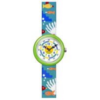Swatch Flik Flak Quartz Watch 30M Water Resistant Kids 32Mm White Dial Plastic Case Nylon Strap Kids watches ZFBNP113 White Dial blue
