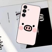 Cute piggy Phone Case For Samsung S25,S24,S23,S22,S21,S20,S10,Ultra,Plus,Lite,FE,Soft Silicone Black Cover Samsung S25