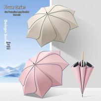 XUQING Solid Wood Straight Handle UV Protection Umbrella (2-Pack)