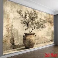 2D smėlio spalvos vintažinis alyvmedžio šakos fonas žemiškam, ekologiškam ir atsipalaidavusiam kambario estetikai 47.2x31.5inch/120*80cm