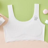 New ice silk seamless development period girls' underwear children's anti-bumping seamless tube top primary school students, bra vest m( 22.5-35kg ） balta