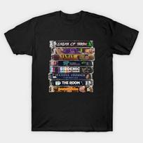Asian Size Men Black Print T-shirt Vhs Stack Cinema Of Trash No-Cut Print Cotton Tshirt M juoda
