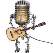 Vintažinis Mikrofono Robotas Lempa Groja Gitara Stalas LED Lempa Šviesos Vintažinės Miniatiūros Amatai Apšvietimas Biuras Namų Dekoracija