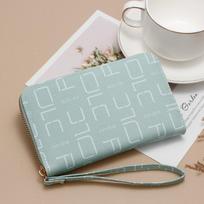 Women's Large-Capacity Multifunctional Zipper Card Holder & Coin Purse with Letter Pattern žalia