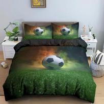 3D Futbolo Patalynės Komplektas Futbolo Antklodės Užvalkalas Pagalvės Užvalkalas Poliesterio Antklodės Užvalkalas Karališko Dydžio Karalienės Dydžio Pilno Dydžio Dvigubo Dydžio Kamuolio Sporto Antklodės Užvalkalas EU single(135x200cm)